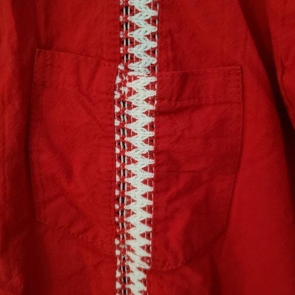 Red Linen Blend Button Down Shirt Southwestern Men's XL - Picture 7 of 7